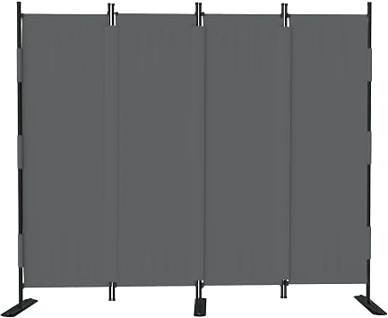 Room Divider 4 Panel Folding Privacy Screen, Portable Small Room Dividers Partition 88" Wall Dividers for Room Separation Upgrated Seamless Accordion Room Divider Grey, Type A
