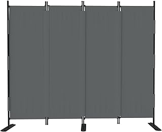 GOJOOASIS Room Divider 4 Panel Folding Privacy Screen, Portable Small Room Dividers Partition 88" Wall Dividers for Room Separation Upgrated Seamless Accordion Room Divider (Grey, Type A)