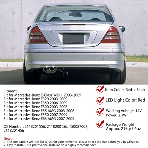 Minyinla Car Tail Light Rear Third Stop Brake Light Lamp For Benz E-Class W211/E320/E350/E500/E55 Amg/E550/E63 2118200156 Amg Third Stop Tail Light 2118201556 150087002 #TOP3