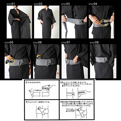 Mens Japanese Yukata Kimono Robe Obi Belt Harajuku Waistband-#042