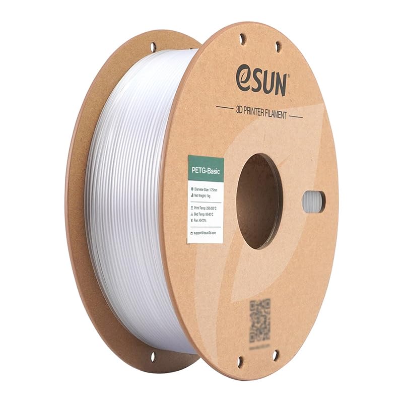 eSUN PETG Basic 3D Printing Filament 1KG, High Toughness Glossy,Clear