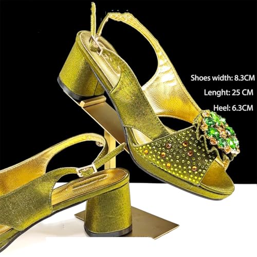 Women Open Toe Heels Elegant Party Pumps Italian Shoes and Bags Matching Set with Rhinestone Decoration3