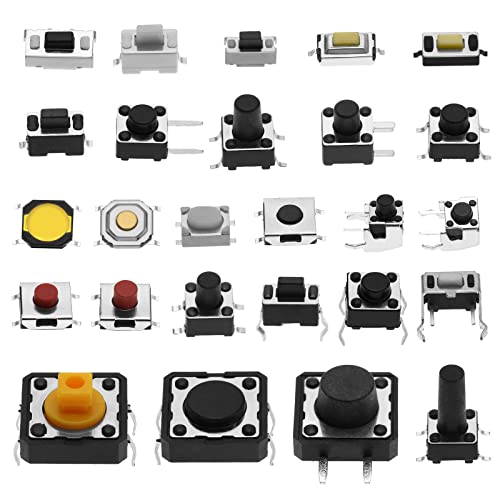 SING F LTD 260PCS Micro Momentary Tact Switch Tactile Push Button Switch Assortment Kit 26 Values 4 pin/3 pin/2 pin for Television Audio Equipment Video Recorders QC-26V