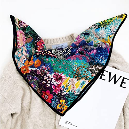 Aufeel Women's 100% Pure Mulberry Silk Small Square Scarf - Neckerchief Women - Silk Headscarf - 21" X 21" (Zebra) #TOP5