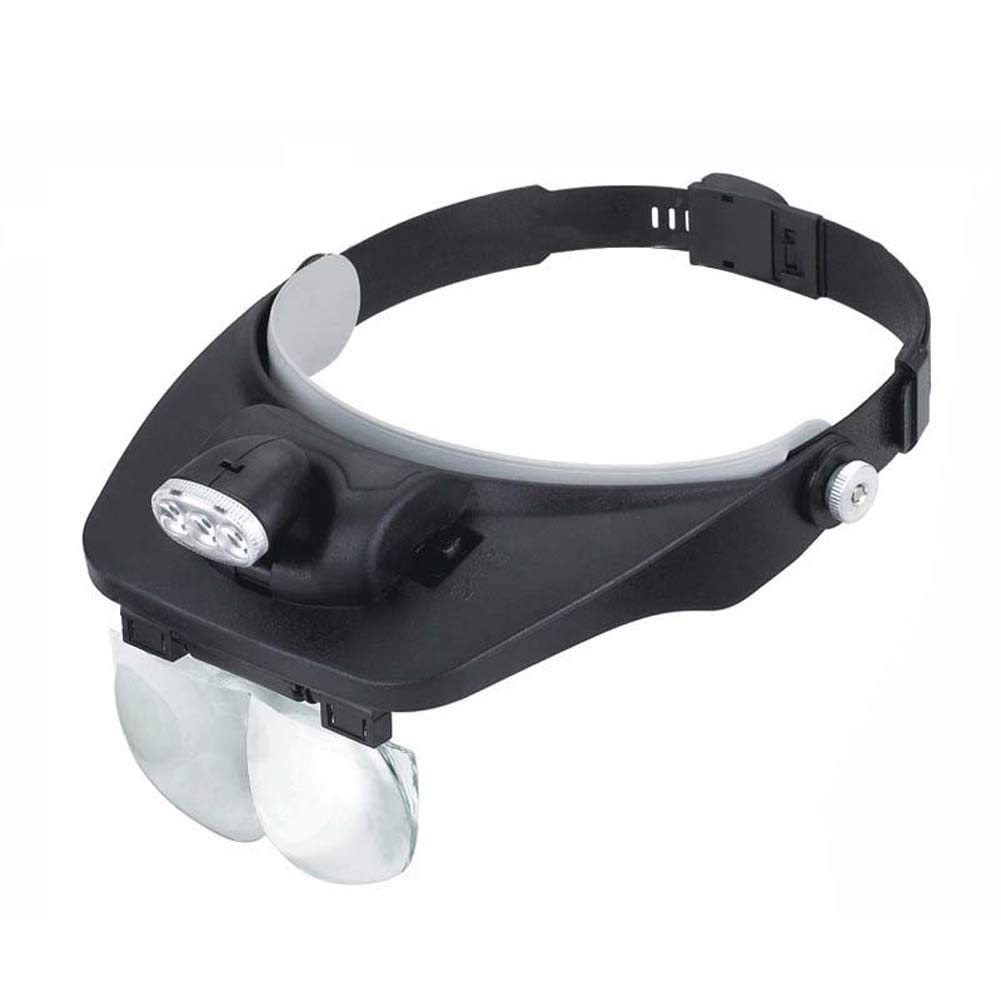 asdchZen Magnifier Headband Magnifier With 3 Light,Head Mount Magnifying Glasses With 4 Detachable Lenses For Reading,Jewellery Loupe,Watch And Electronic Repair