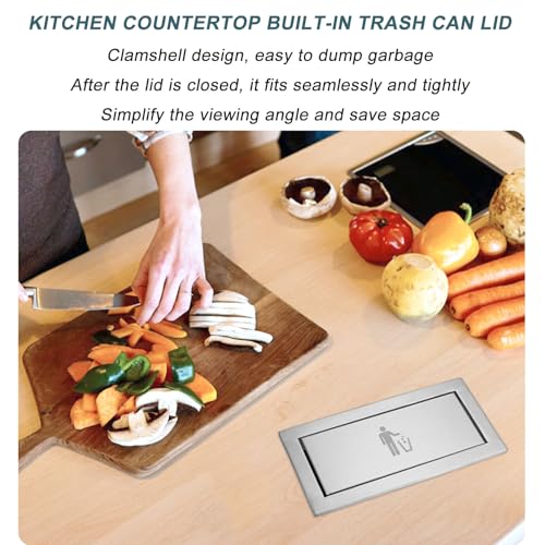 Contenedor de basura embutido de acero inoxidable con tapa miniatura 5