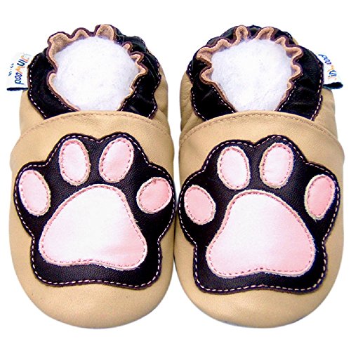 Leather Baby Soft Sole Shoes Boy Girl Infant Children Kid Toddler Crib First Walk Gift Paw Beige (18-24month, Beige)