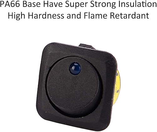 Miniatura 4 de ESUPPORT Interruptor de palanca de luz LED azul de punto redondo de 0.984 in, 12 V, 25 A, tablero de tablero de encendido y apagado, paquete de 5