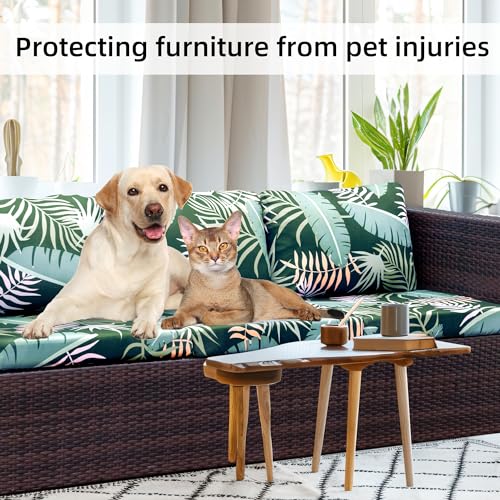 Image of 8Pcs Stretch Patio Cushion Covers,Outdoor Couch Covers Replacement,Outdoor Couch & Sofa Slipcovers,for Patio Furniture Cushion Covers,Washable Reusable Furniture Protector (Green Forest, Cover Only)
