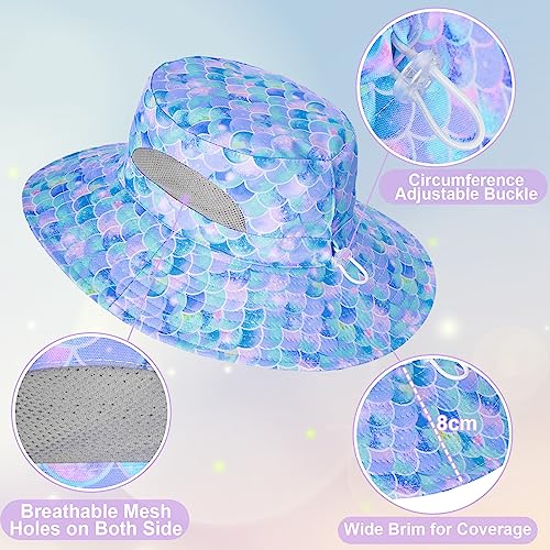 Kids Sun Hat for Girls Mesh Bucket Hat Toddler UV Protection Beach Hat Kids Foldable Fishing Hat for Girls 2-8 Years4