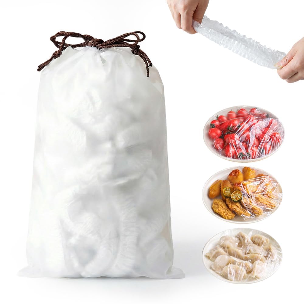 1/2/300 PCS Disposable Stretch Food Covers for Bowls & Plates, Clear Elasticated Food Covers Plastic, Reusable Stretchy Plate Covers for Food Storage, Fridge & Outdoor Picnic，200pcs