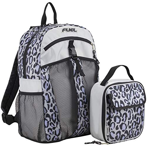 Fuel backpack & lunch bag bundle, soft silver/black/snow leop…