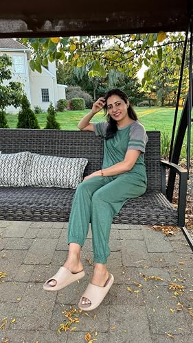 Image of Ekouaer Lounge Sets for Women Two Piece Pajama Set Short Sleeve Crewneck Jogger Outfits and Sweatpants Tracksuit