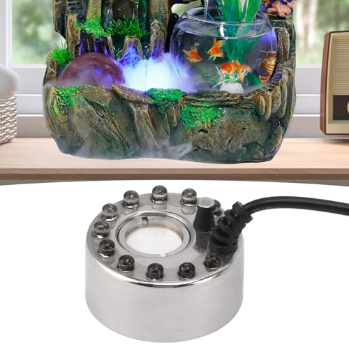 12 LEDs, DC 5 V Schnittstelle, Mini Nebelmaschine, Wasserbrunnen, Teich, Nebelmaschine, Zerstäuber, Luftbefeuchter für Halloween, Weihnachten und Andere Feiertagsdekorationen