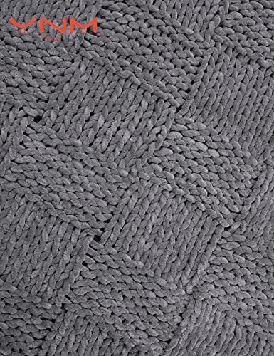 Ynm Chunky Basket Weave Throw In Chenille, Crochet Giant Basketweave Throw, Chunky Knit Home Decor Blanket, Comfort & Warm Blanket For Couch, Bed, Sofa For All Seasons (Light Grey, 50"X60") #TOP1