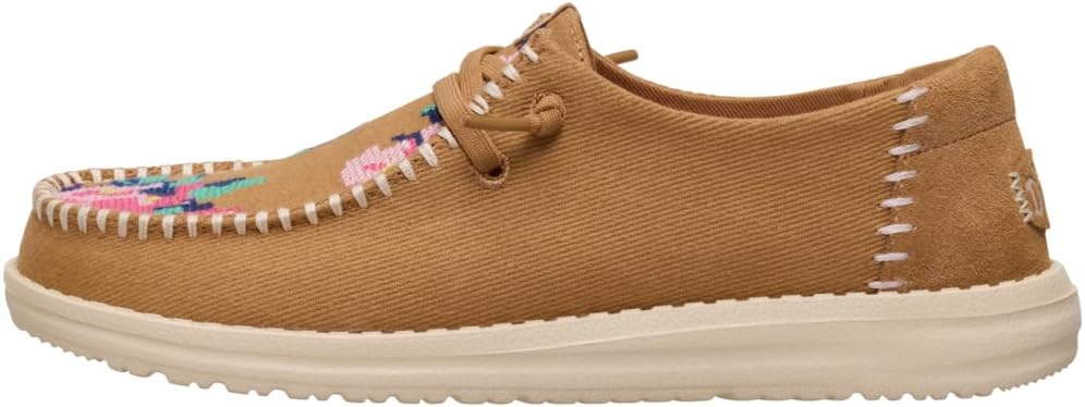 HEYDUDE Women’s Wendy Cross Stitch Slip-On Loafers | Casual Lightweight Embroidered Shoes | Comfortable Everyday Wear