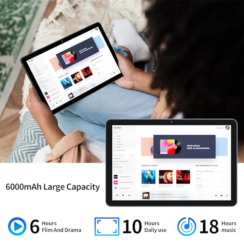 PRITOM Tablet Touch 10 Plus de 10 polegadas, Android 14, Octa-Core, WI-FI 6, dois em um tablet de 64