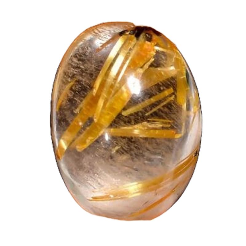 Quartz rutile doré cabochon ovale 14x10mm, pierre précieuse d'exception pour joaillerie
