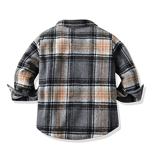 Quick Pack Camisa de inverno de manga comprida para meninos, casaco para roupas de bebê, xadrez, cin