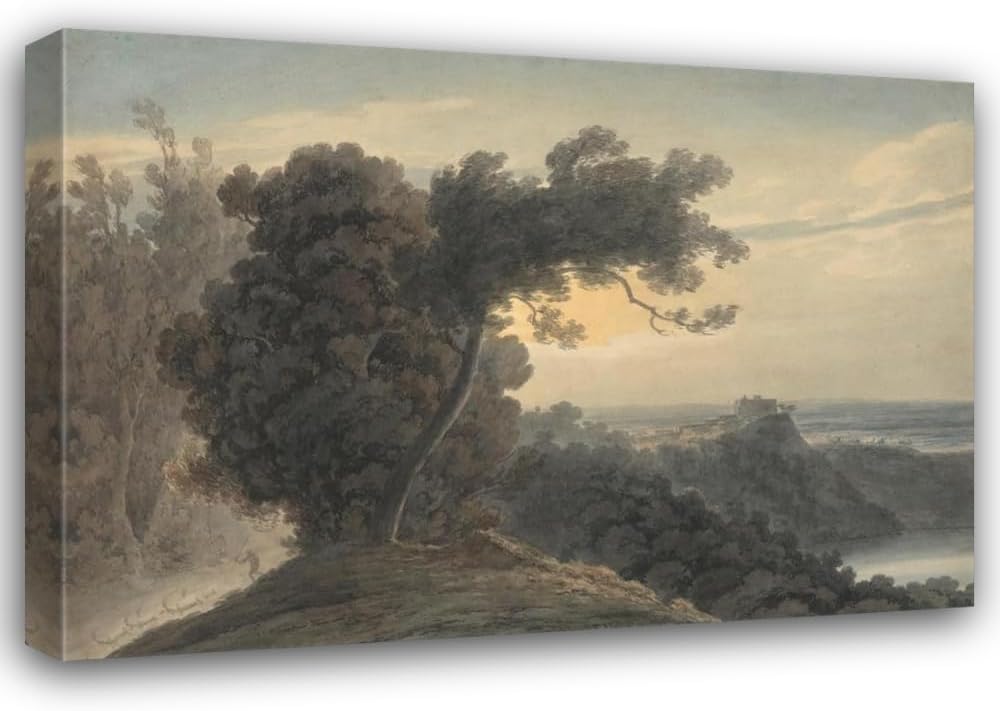 ArtDirect The Lake of Albano and Castel Gandolfo Custom Framed Art Print Giclee Print or Canvas Options with Various Sizes and Customization by John Robert Cozens