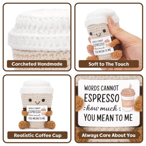 Leuke Cadeaus voor Vrouwen - Emotionele Steun Haak Koffiepop, Cadeau voor Koffieliefhebbers & Geluksbrenger, Ornament voor Vrouwen & Meisjes - Afbeelding 4