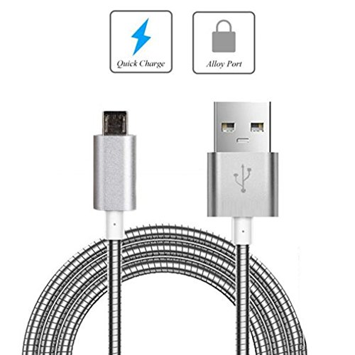 Durable Metal Braided USB Cable Sync Charger Power Wire Data Cord Micro-USB [Rapid Charge] for AT&T Blackberry Priv - AT&T Blackberry Q10 - AT&T Blackberry Z10 - AT&T HTC Desire 610