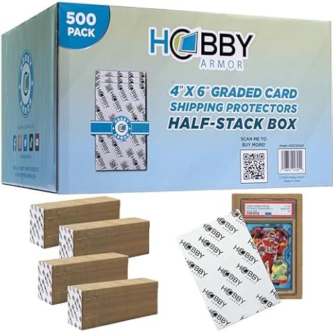 Hobby Armor Graded Card Shipping Protectors 4x6 - Trading Card Shipping Supplies - Trading Card Supplies - Sports Card Shipping Supplies - Cardboard Sleeves for Cards - Trading Card Mailer - 500 Pack Cover