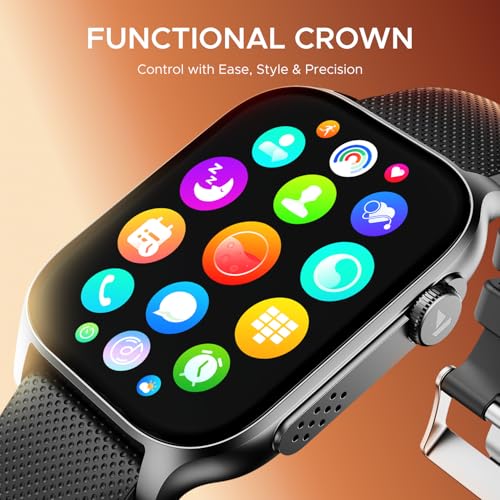Image of Boat Ultima Ember smartwatch with 1.96 inch AMOLED Display, AOD, Personalized Fitness Nudges, Functional Crown,100+ Sports Modes, Create Your Own Watchface, smartwatch for Man and Woman (Bold Black)
