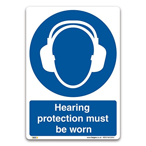 Gehörschutz zu tragen, Schild - selbstklebend Vinyl - Pflicht Sicherheit Kleidung Schutzbekleidung, Selbstklebendes Vinyl, A3 420x297mm