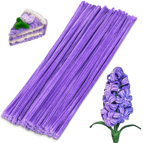 Image of 100 PCS Pipe Cleaner Craft, Light Purple Pipe Cleaners Bulk, Chenille Stem | Fuzzy Sticks Pipe Cleaner for Crafts Festival Home Decorations