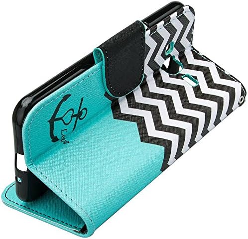 GALAXY WIRELESS for Galaxy J3 Luna Pro Case,Galaxy J3 Prime Case,J3 Eclipse,Galaxy J3 Emerge, Amp Prime 2, Express Prime 2, Sol 2/J3 2017/J3 Mission [Kickstand] Leather Wallet ID Slots, Teal Anchor