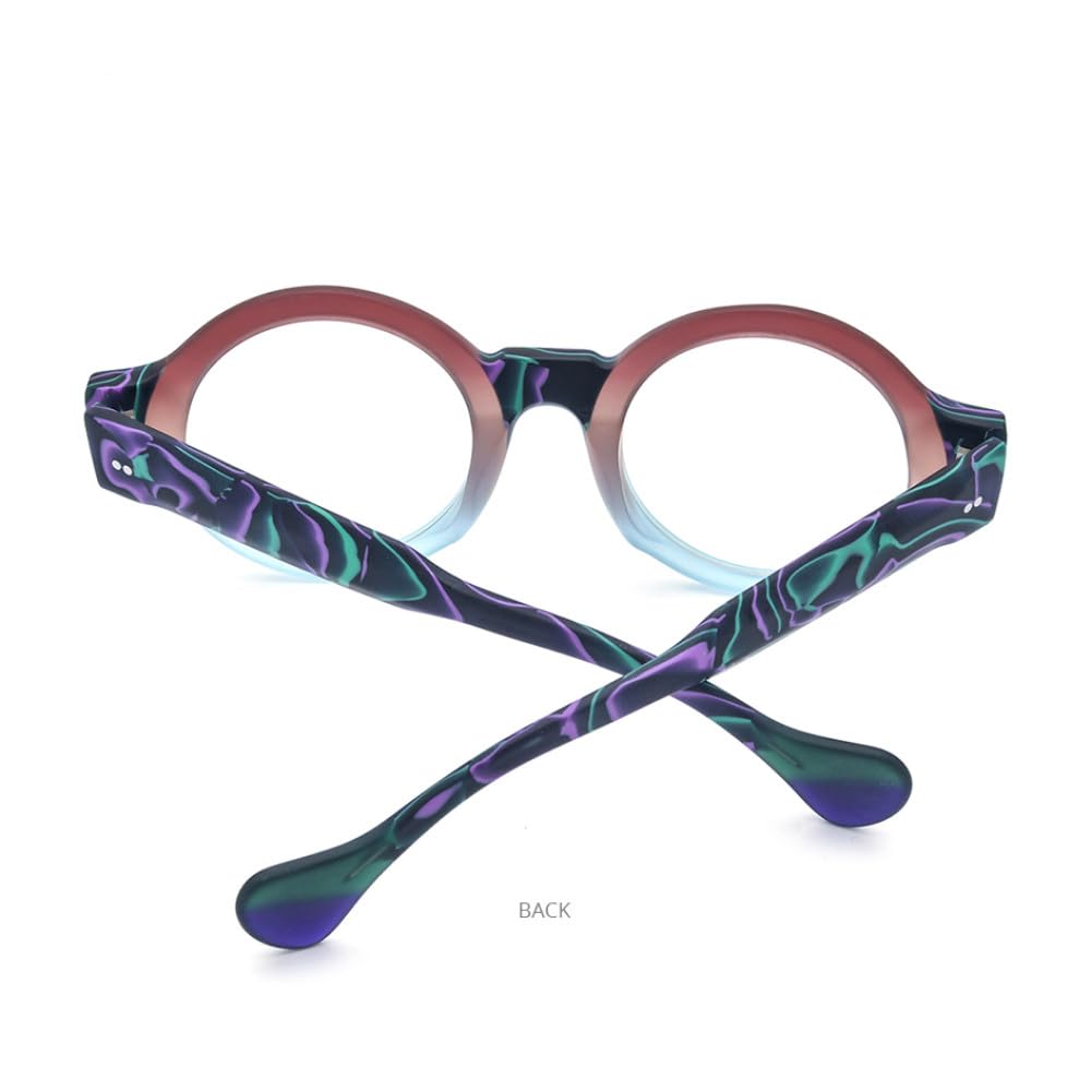 MUTYNE Occhiali da vista in acetato opaco Montatura da uomo Occhiali da vista rotondi grandi multicolori a gamba larga Occhiali da vista da donna