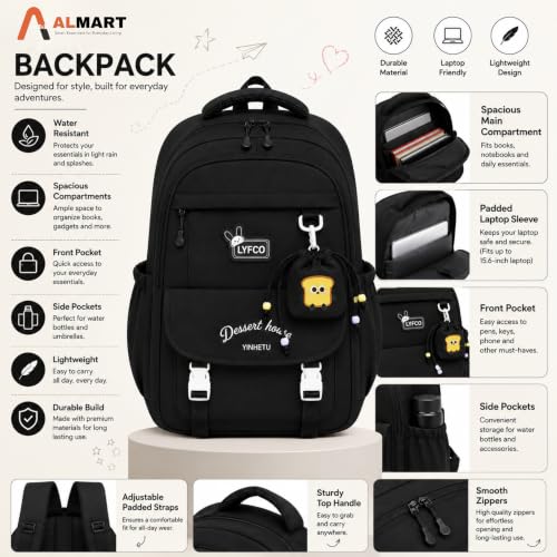 Image of Korean Style Unisex School & College Backpack Bag | 18 Inch Large Capacity Bag For Girls & Boys Age of 12-16 Years | Best For Middle & High School, College, Tution, Travel, Camping