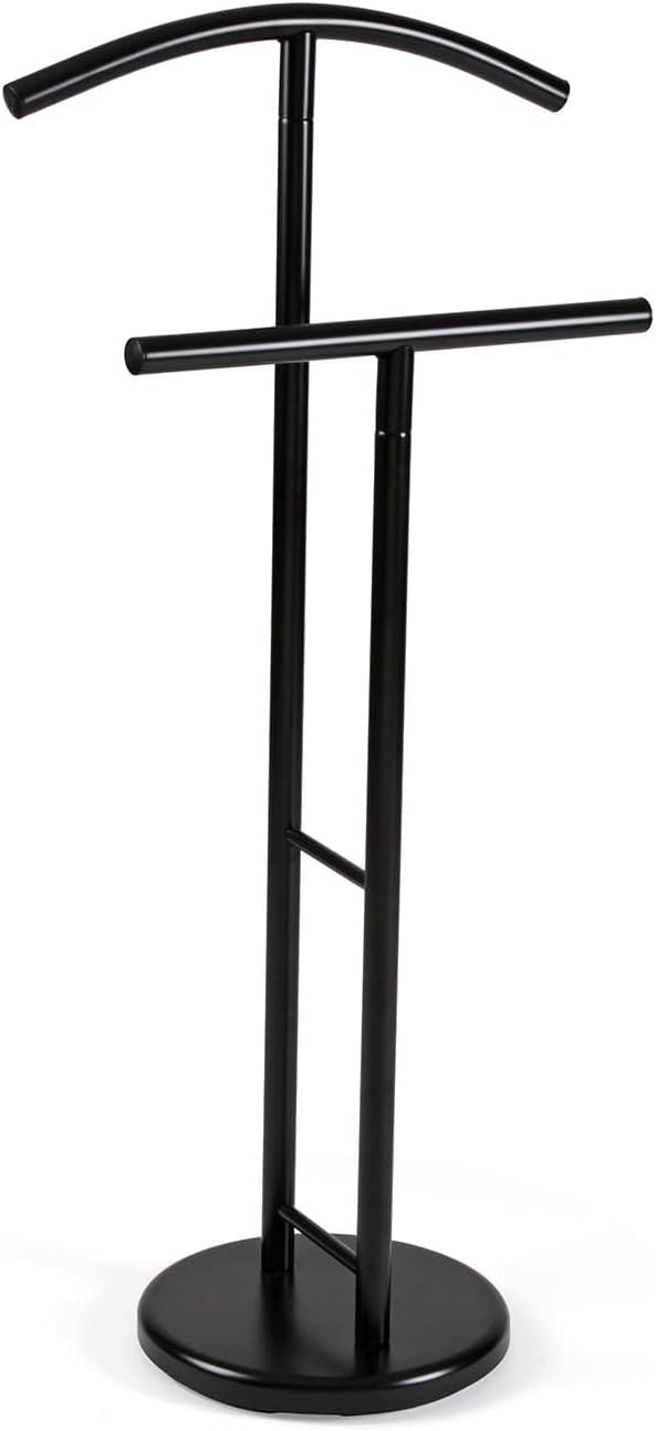 Versa Begna Moderner multifunktionaler Nachttisch mit 2 Kleiderbügeln für Herren- oder Damenkleidung, Maße (H x L x B) 100 x 28,5 x 45 cm, Stahl, Weiß