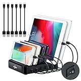 TZONOO 2PD Charging Station for Multiple Devices 84W 6-Port, Port Fast Multi-Charger Dividers...