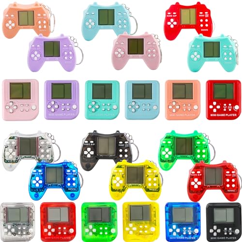 Conagel 24 Pack Video Game Keychains Video Game Party Favors Mini MultiColors Gamepad Keychain Bulk for Kids Birthday Party Supplies Goodies Bags Stuffer