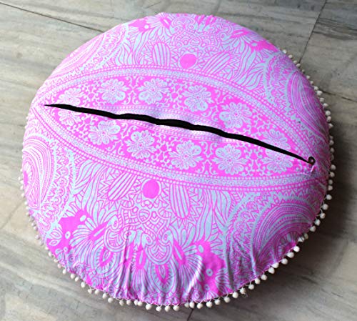 Coussin de sol mandala 80cm boho taie d'oreiller de méditation bohème grand format avec insert - 5