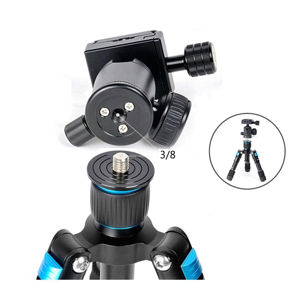 Treppiede compatto da tavolo in alluminio con testa a sfera a 360°, supporta fino a 5 kg per fotocamere reflex digitali e videoregistratori