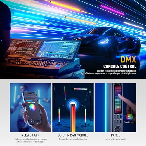 Image of NEEWER RGB Tube Light, 30W LED Video Light RGBWW Full Color Stick Light Wand with 18 Scenes 7 Pixel Effects 2500-10000K CRI97 /TLCI98 6000mAh, APP /2.4G /DMX Control for Photography Video Record, TL90C