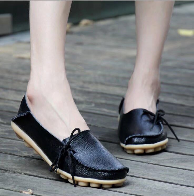 Image of Women's Leather Slipper Loafers Flat Shoes Slip-Ons