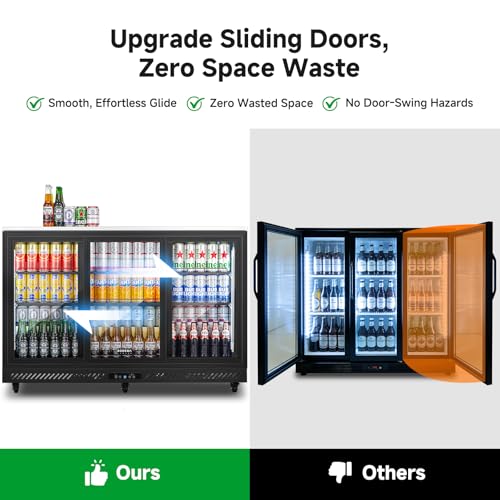 Image of BODEGACOOLER Back Bar Cooler,12 Cu.ft Commercial Beverage Refrigerator with 3 Sliding Glass Doors, Stainless Top,Beverage Fridge Perfect for Beer,Wine,Soda,DOE Approved, With Casters