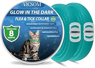 Flea and Tick Collar for Cats, Luminous Glow Flea Cats Collar, Flea Treatment Cats, 8 Months Protection Waterproof Adjustable Natural Flea and Tick Collar for Kittens Cats Puppies 1Pc Light Blue