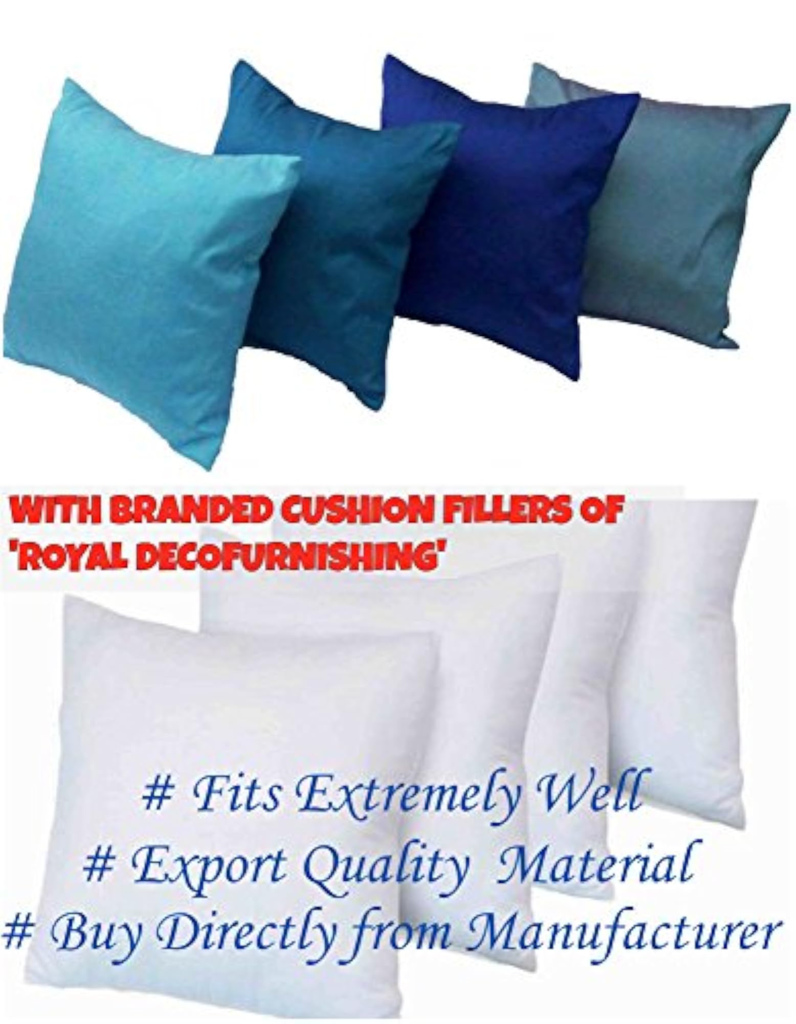 Go Blue Art Silk Solid Cushion Covers Pack of 4