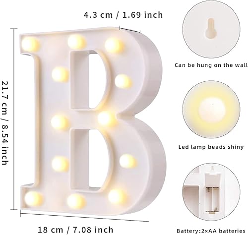 Miniatura 3 de Laerjin Letras iluminadas, letras de marquesina con luces, número de luz LED decorativo, letrero de número iluminado para luz nocturna, boda, fiesta