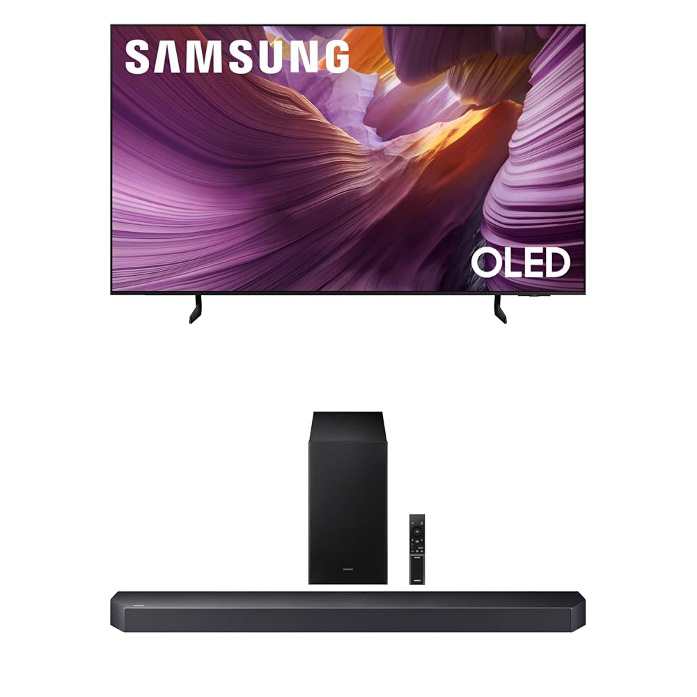 Samsung 83-Inch Class OLED S85F 4K Smart TV (2025 Model) NQ4 AI Gen2 Processor, 4K AI Upscaling, OLED HDR, Pantone Validated + Samsung Q-Series Soundbar HW Q600F 3.1.2 ch Subwoofer (2025 Model)