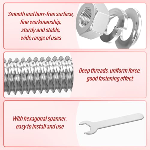 Image of 10PCS 1 /2-13 x 3 304 Stainless Steel External Hex Bolt, Fully Threaded Bolt with Nut Flat & Lock Washers and Spanner