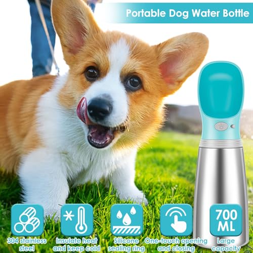 Dog Water Bottle, 24 OZ Stainless Steel Leak Proof Puppy Water Dispenser, Large Capacity Dog Travel Water Bottle, Portable Water Bottle for Pets Travel, Walking, Hiking and Outdoor Activities - Image 3