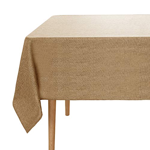 UMI. Essentials - Manteles Antimanchas Mesa Rectancular de Efecto Lino 140x240cm Amarillo