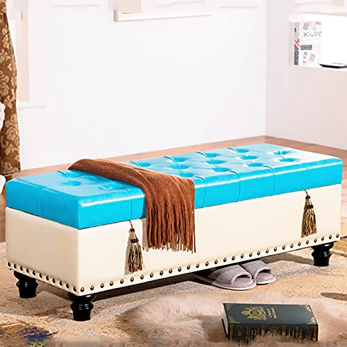 Pouf moderne en similicuir avec rangement multifonction et assise confort