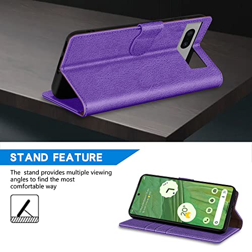 Image of ZZXX for Google Pixel 7 Wallet Case Magnetic Closure 6.3 inch,Purple